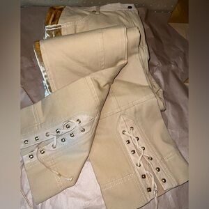 NWT Roberto Cavalli Beige Velvet side insert pants - size EU 48